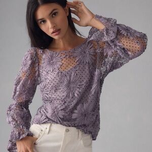 Anthropologie Eva Franco Lace Floral Blouse Small NWT